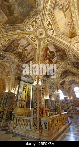 Crypt at Amalfi Cathedral with seventeenth century frescos, harbouring remains of St Andrew. Stock Photo