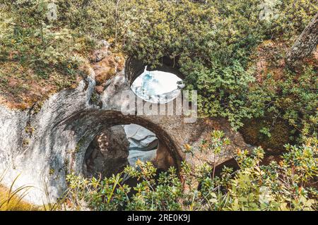 Giant's kettle in the Poschiavo valley Cavaglia Switzerland Stock Photo