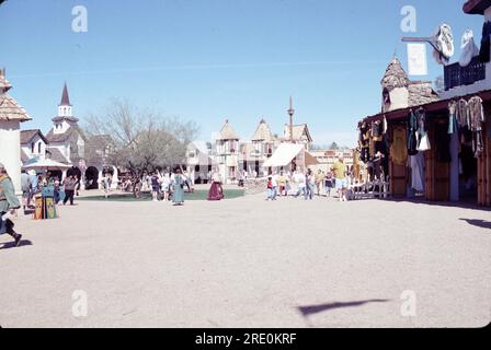 Gold Canyon AZ USA. 2/1999. Arizona Renaissance Festival 16th century lifestyle usually runs from 10 a.m. to 6 p.m. on Saturdays and Sundays, rain or shine, from February 4 through April 2.  Colorful costumes, plenty of food and wonderful entertainment for young and old. Stock Photo