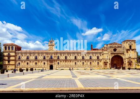 Former Convento de San Marcos building in León, Castile y Leon. Spain. Present building from sixteenth century thanks to a grant from Ferdinand the Ca Stock Photo