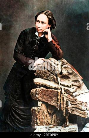 Louise Michel (1830-1905) anarchiste et militante socialiste francaise qui pris part a la Commune 1871 ici lors de sa deportation en Nouvelle Caledonie. Digitally colourized image Stock Photo