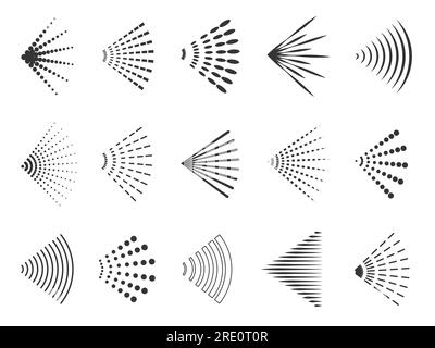 Steam spray symbols. Odor spray aerosol and deodorant, black and line silhouettes of chemical products. Vector flat spray icons set Stock Vector