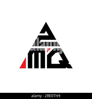 ZMQ triangle letter logo design with triangle shape. ZMQ triangle logo design monogram. ZMQ triangle vector logo template with red color. ZMQ triangul Stock Vector