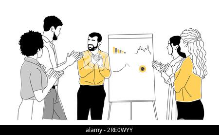 Business Men and women clapping hands vector. Stock Vector