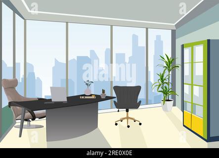 Modern office interior business space vector art. Stock Vector