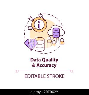 2D data quality and accuracy concept linear icon Stock Vector