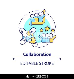 2D collaboration concept linear icon Stock Vector