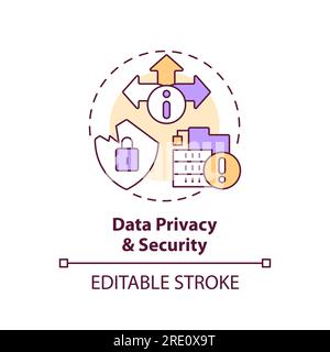 2D data privacy and security concept linear icon Stock Vector