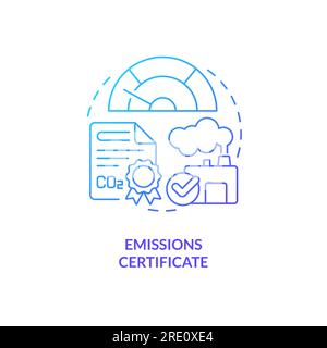 2D emissions certificate concept icon Stock Vector