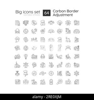 Customizable icon set for carbon border adjustment Stock Vector