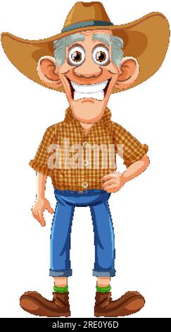 Funny Old Farmer Cartoon Character illustration Stock Vector Image ...