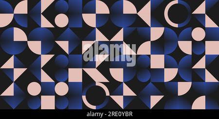 Luxury abstract background with simple geometric figures. Vector pattern with gradient blue and pale pink various shapes. Modern design graphic for Stock Vector