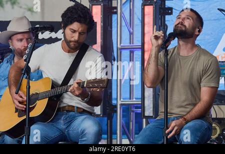 NEW YORK, NY, USA - JULY 21, 2023: Dan + Shay Perform on NBC's 'Today' Show Concert Series at Rockefeller Plaza. Stock Photo