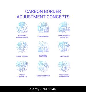 Gradient icons for carbon border adjustment concepts Stock Vector
