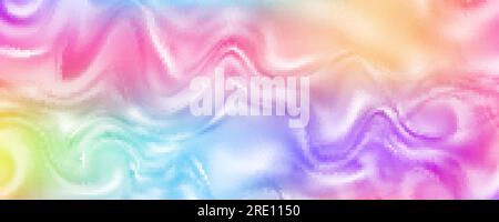 Rainbow background with waves of fluid. Abstract pastel gradient wallpaper with bright vibrant colors. Vector unicorn holographic backdrop. Stock Vector