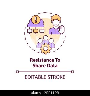2D resistance to shared data concept linear icon Stock Vector