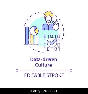 2D data-driven culture concept linear icon Stock Vector