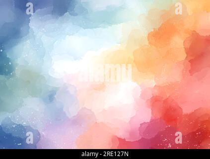 Abstract rainbow coloured hand painted watercolour background Stock Vector