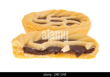 shortbread pie with filling isolated on white background Stock Photo