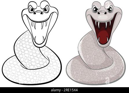 Cartoon illustration of a snake with scales isolated on white background Stock Vector