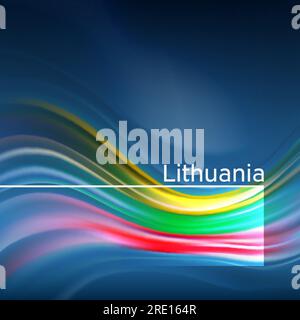 Lithuania flag background. Abstract lithuanian flag in the blue sky. National holiday card design. Business brochure design. State banner, lithuania Stock Vector