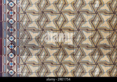 Ancient hydraulic tiles on floor in Pertropolis, Rio de Janeiro, Brazil Stock Photo