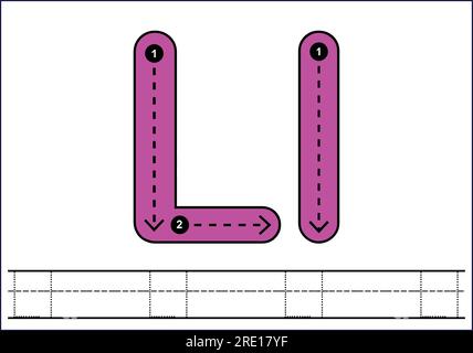 Letter tracing from a-z ,hand drawn tracing worksheets for kids pencontrol and handwriting practice Stock Vector