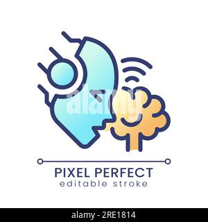 AI reads minds pixel perfect color gradient icon Stock Vector