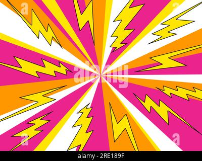 Lightning bolt comic background. Electric energy and explosion abstract decorative backdrop, power burst effect wallpaper. Vector comic graphic Stock Vector