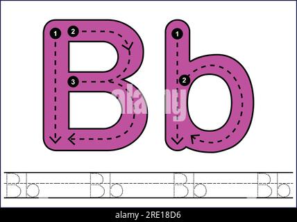 Letter tracing from a-z ,hand drawn tracing worksheets for kids pencontrol and handwriting practice Stock Vector