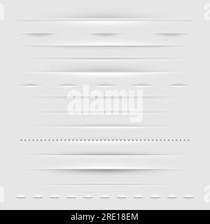 Realistic web dividers. Horizontal empty paper form elements, decorative horizontal ribbons and folds for web design. Vector set Stock Vector
