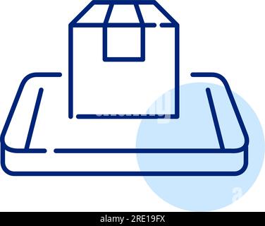 Delivery box on isometric smartphone. Parcel shipment tracking app. Easy to use. Pixel perfect icon Stock Vector