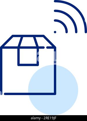 Parcel with smart tracking sensor. Delivery service. Pixel perfect icon Stock Vector