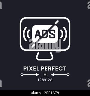 Ad-free streaming white solid desktop icon Stock Vector