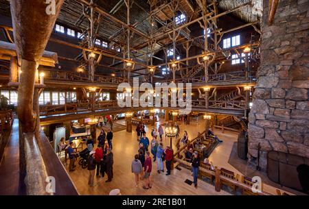 Old Faithful Lodge, Yellowstone National Park. Wyoming, USA Stock Photo -  Alamy