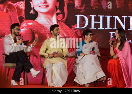 Kolkata, India. 24th July, 2023. Bollywood actor Ranveer Singh addresses  during a press conference ahead of the Rocky Aur Rani Ki Prem Kahani film  release. (Photo by Dipayan Bose/SOPA Images/Sipa USA) Credit