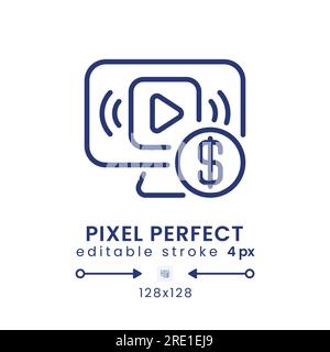 Streaming subscription plans linear desktop icon Stock Vector