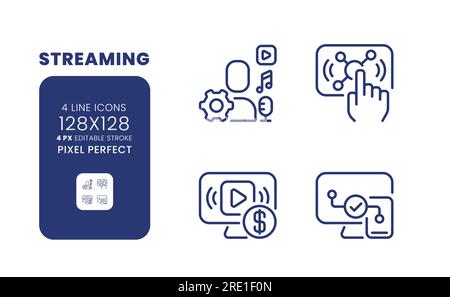 Streaming linear desktop icons set Stock Vector Image & Art - Alamy