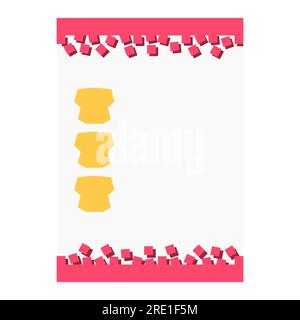 Pink and yellow decorative blank worksheet template Stock Vector