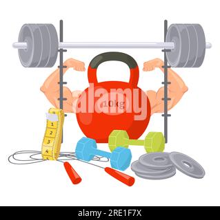 Sport vector poster with muscular body building concept Stock Vector