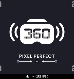 360 live streaming white solid desktop icon Stock Vector