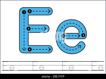 Letter tracing from a-z ,hand drawn tracing worksheets for kids pencontrol and handwriting practice Stock Vector