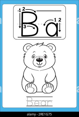 Letter tracing from a-z ,hand drawn tracing worksheets for kids pencontrol and handwriting practice Stock Vector