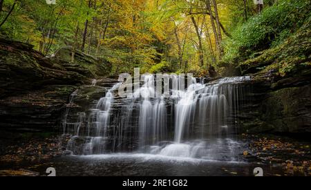 Waterfall at Rickets Glen State Park, Pennsylvania Stock Photo