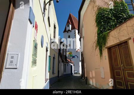 Ceske Budejovice town,aerial panorama view,scenic view of streets,square,České Budějovice town, Czech republic,Europe,beautiful hostiric city architec Stock Photo