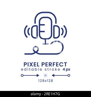 Live audio podcast linear desktop icon Stock Vector