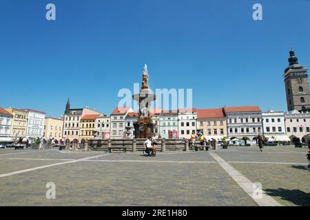 Ceske Budejovice town,aerial panorama view,scenic view of streets,square,České Budějovice town, Czech republic,Europe,beautiful hostiric city architec Stock Photo