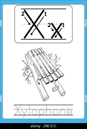 Letter tracing from a-z ,hand drawn tracing worksheets for kids pencontrol and handwriting practice Stock Vector