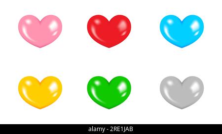 set of heart balloons with six options. a set heart vector illustration Stock Vector