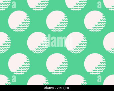 Golf ball seamless pattern. Golf ball on a green background in vintage style, two colors green and white. Design for typography, banners and posters, Stock Vector